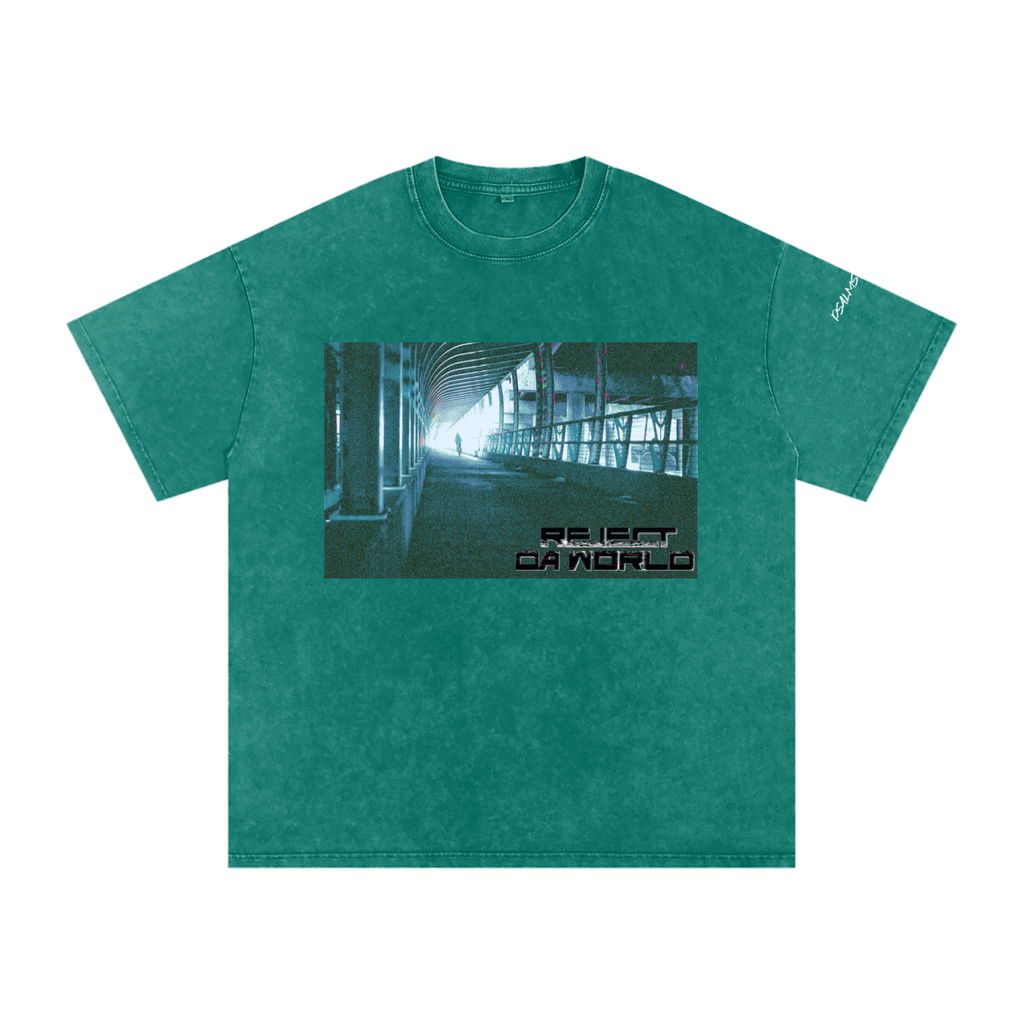 T-Town Tunnel-Snow Washed Oversized Cotton T-Shirt